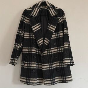 Topshop Plaid Black&White Coat